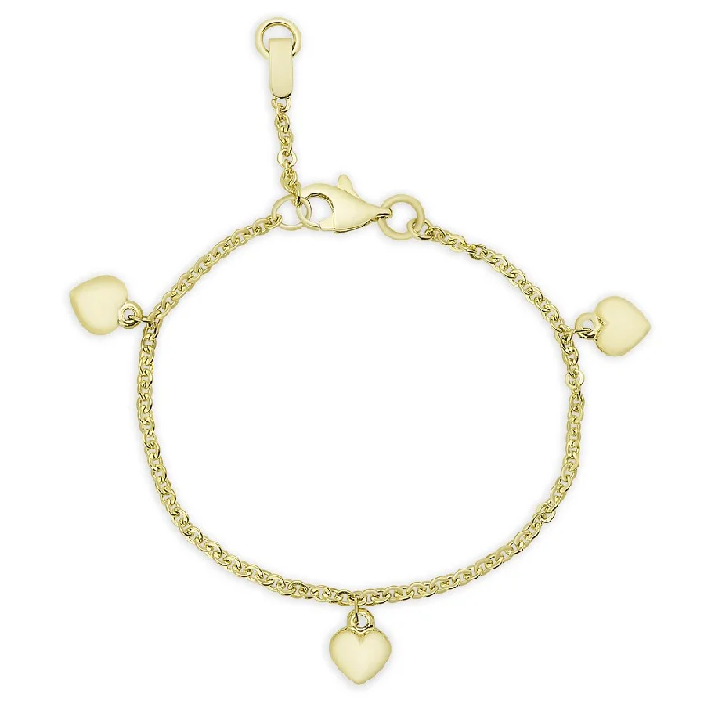 Oxidized bronze bangles-Molly and Emma 14k Gold Heart Charm Bracelet