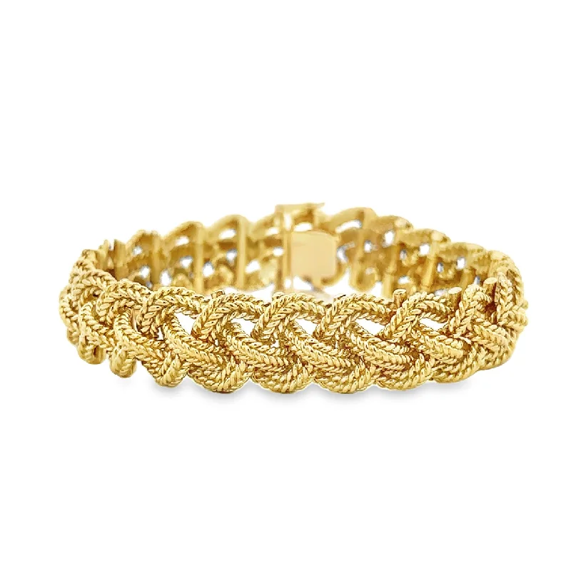 Sweeping art bracelets-Woven Textured Bracelet in 18k Yellow Gold