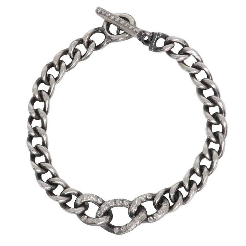 Jet black bracelets-Diamond Trio Curb Link Bracelet