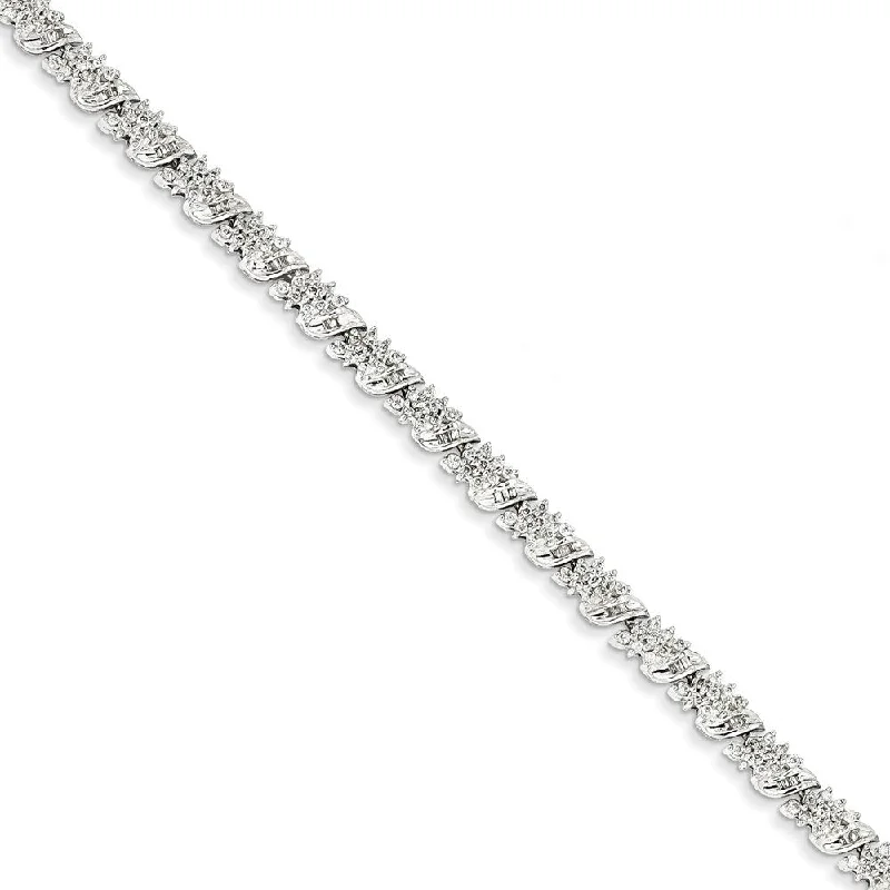 Sturdy stone bracelets-14k White Gold 6mm Diamond Fancy Bracelet, 7" (1.98cttw)