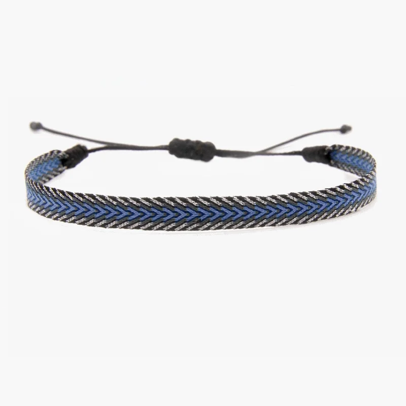 Woven thread bangles-Handmade Purnama Bracelet 25 (Blue/Silver)