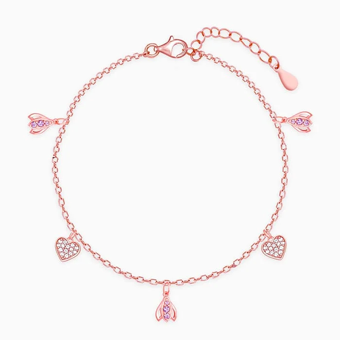 Flush clasp bangles-Rose Gold Crocus Heart Bracelet