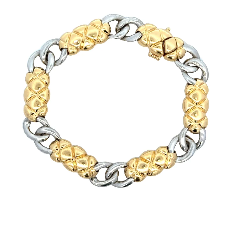 Broad gold bracelets-Platinum and 18k Yellow Gold Bracelet