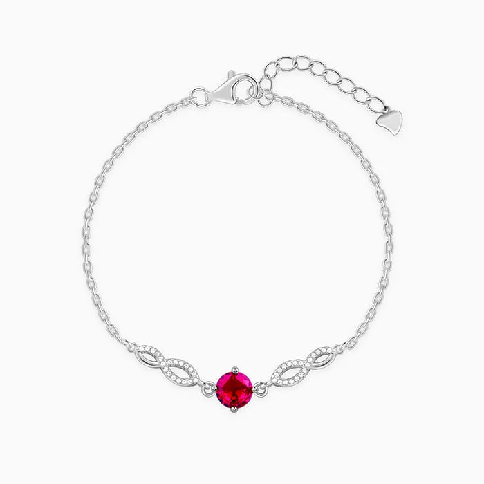 Polished silver bangles-Silver Red Rebel Bracelet