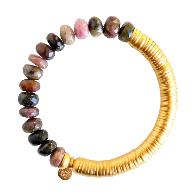 Classic flair bracelets-Evra Bracelet with Stones in Gold and Tourmaline