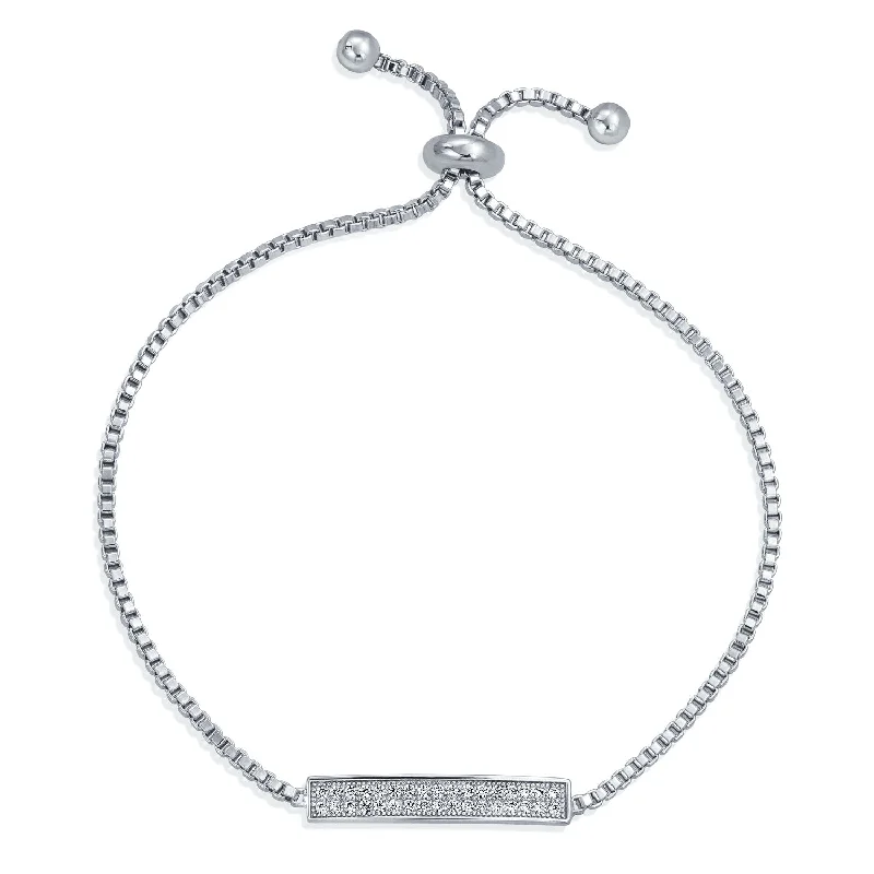 Woven thread bangles-Elegant Modern Bridal Tennis Bracelet Cubic Zirconia and Silver Plated Clasp