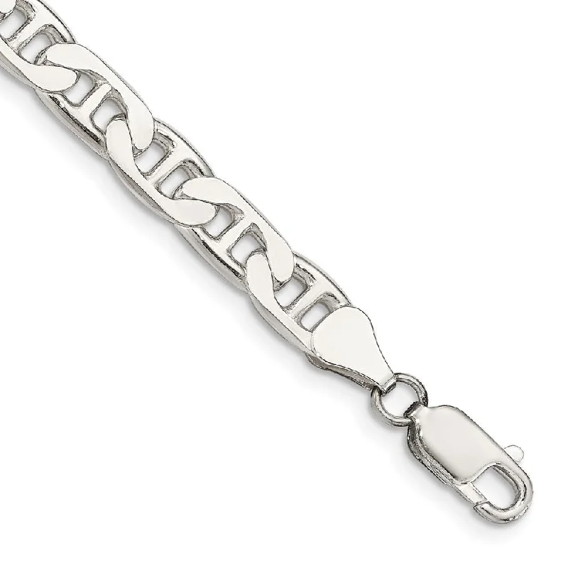 Classic lock bracelets-925 Sterling Silver 6.5mm Flat Anchor Chain Bracelet, 9"