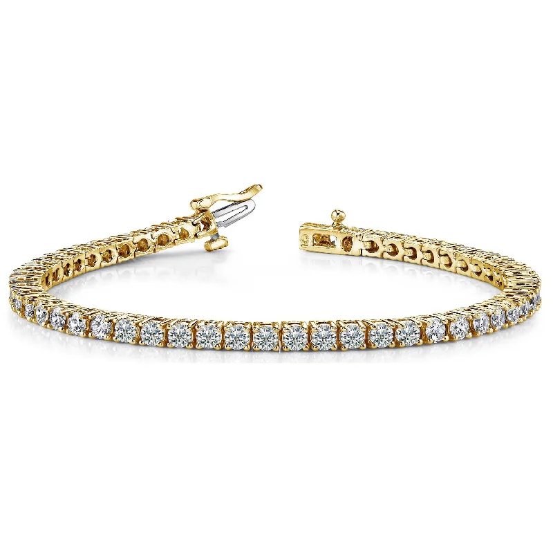 Classic lock bracelets-Joelle Collection Diamond Tennis Bracelet 4-Prong 4 ct. TDW 14K Gold