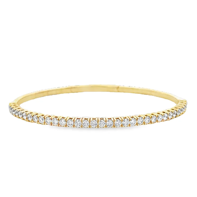 Classic deco bangles-Flexible Diamond Bracelet in Yellow Gold