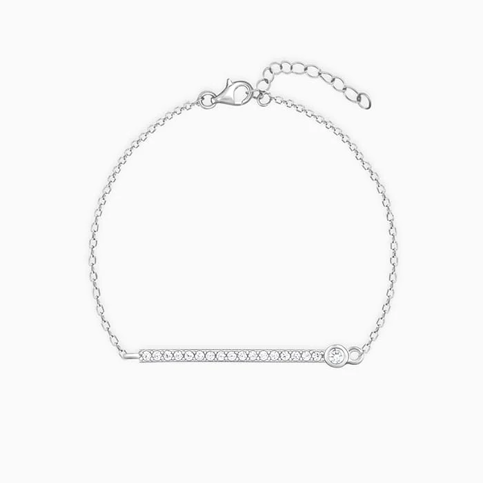 Chained link bracelets-Silver Zircon Minimal Delicate Bracelet