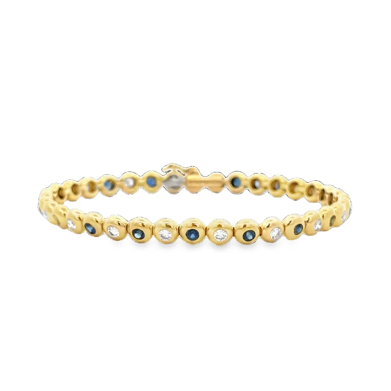 Knit cord bracelets-Estate Tiffany & Co. Sapphire and Diamond Bracelet in 18k Yellow Gold