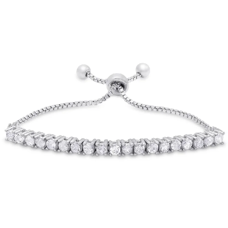 Cane weave bangles-Molly and Emma Sterling Silver Children's Cubic Zirconia Adjustable Slider Bracelet