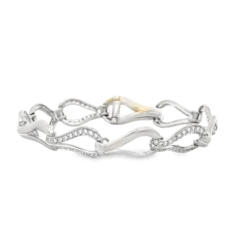 New moon bangles-Tear Drop Shape Diamond Bracelet in White Gold