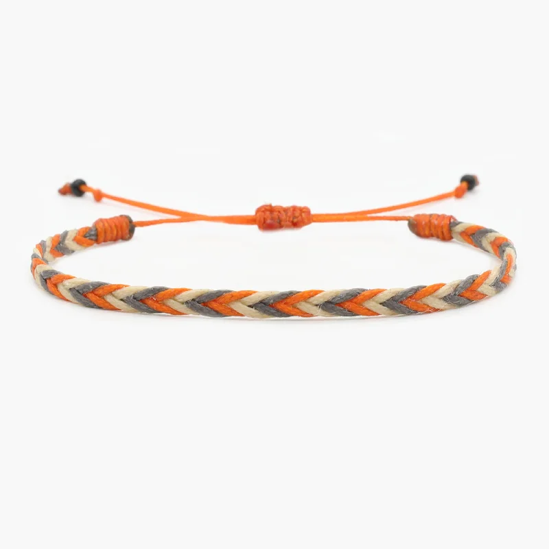 Triple-tone bracelets-Adjustable Mini Braided Bracelet (Orange Grey)