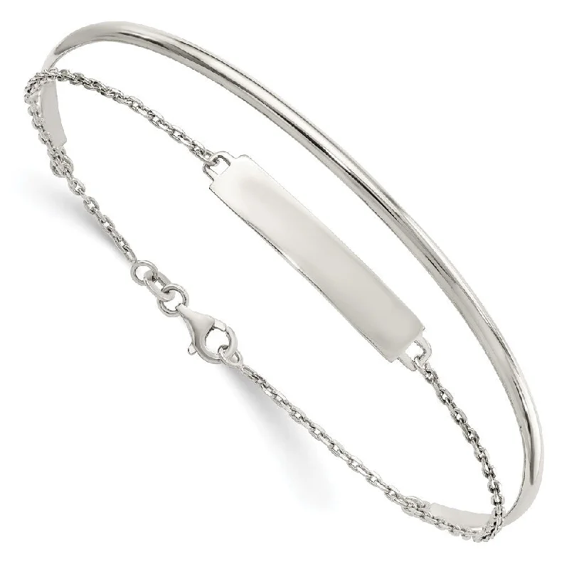 Wave shape bangles-925 Sterling Silver ID Bangle Bracelet (8.07grm)