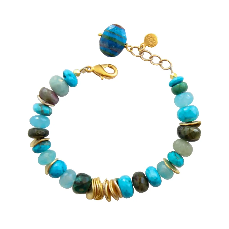 Oxidized bronze bangles-Juno Bracelet in Turquoise