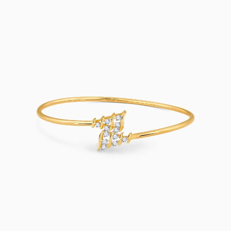 Reef bead bangles-Gold Twirly Diamond Cuff Bracelet