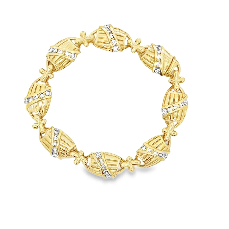 Slim rose bangles-Heavy Textured Diamond Bracelet in 18k Yellow Gold