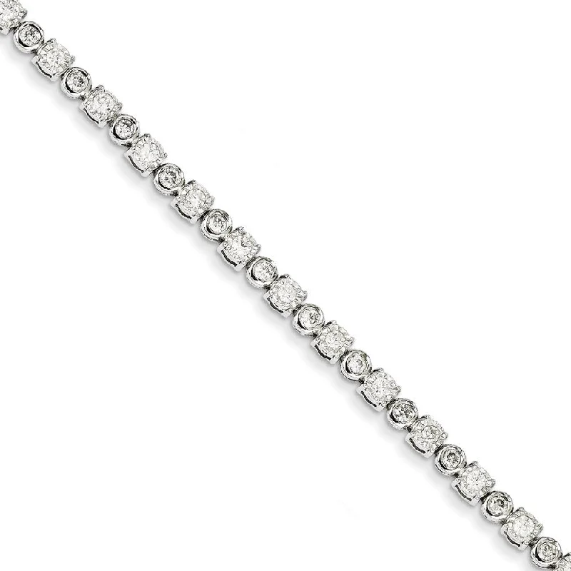 Sturdy geometric bracelets-14k White Gold 4mm Diamond Box Catch Bracelet, 7" (2cttw)