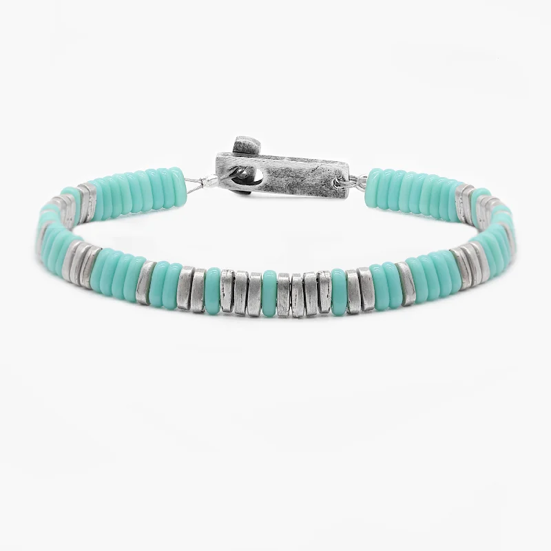 Slim rose bangles-Sterling Silver "Osaka" Bracelet (Turquoise/Silver)