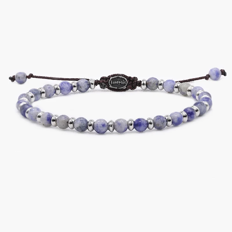 Classic lock bracelets-Beaded Bracelet With Sodalite and Silver Beads