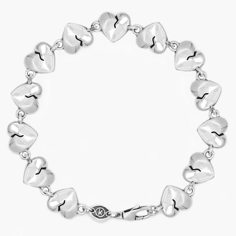 Bowed charm bangles-Maxi Heartbreak Sterling Silver Chain Bracelet