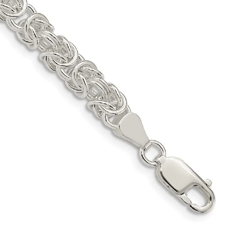 Warding eye bangles-925 Sterling Silver 5.5mm Rounded Byzantine Chain Bracelet, 8"