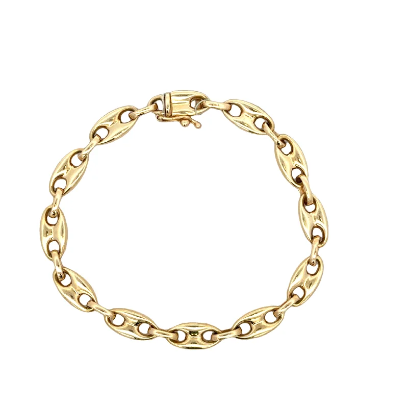 Carved initial bangles-Anchor Chiampesan Link Bracelet in 18k Yellow Gold