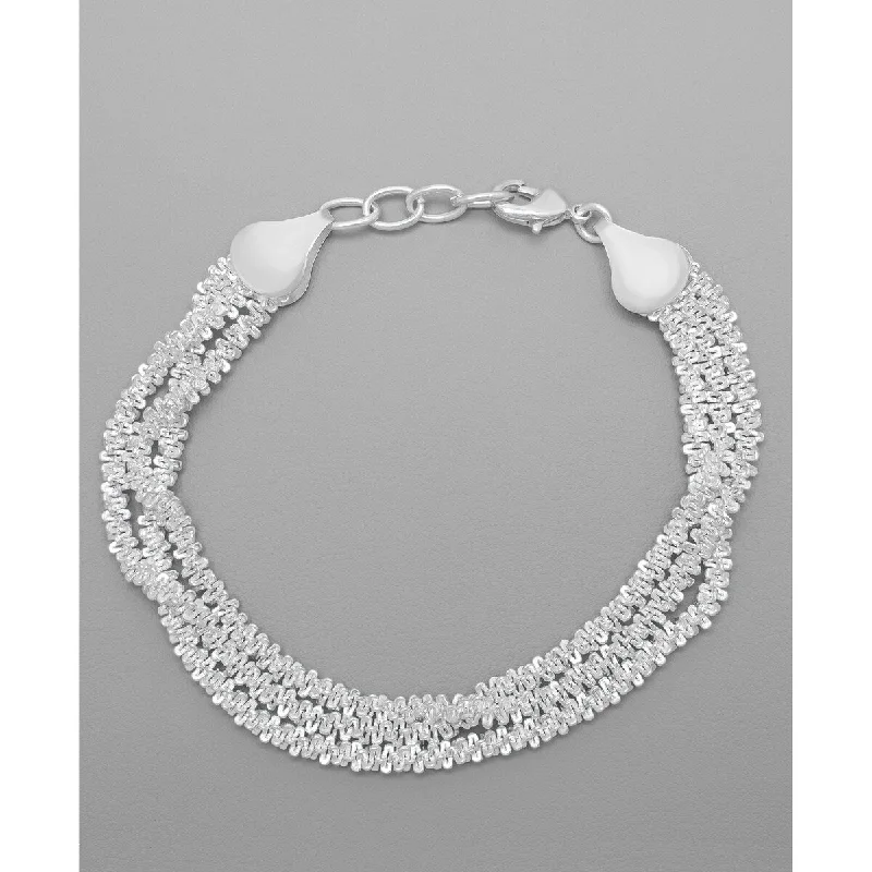 Knit cord bracelets-Victoria Townsend Silver Plated Triple Layered Chain Link Bracelet