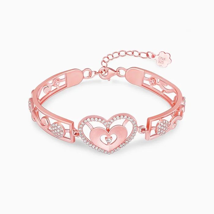 Lavish cuff bangles-Anushka Sharma Rose Gold Dreamy Love Heart Bracelet