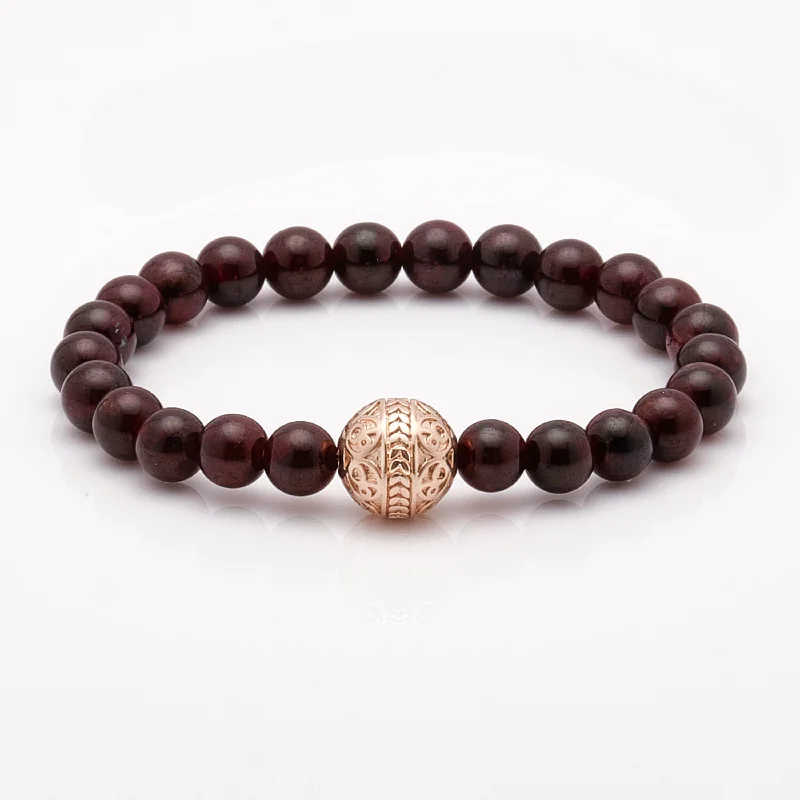 Sturdy stone bracelets-Garnet Rose Gold Bracelet