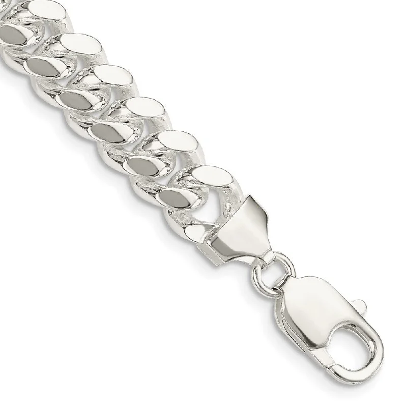 Flex bangle bracelets-925 Sterling Silver 9mm Domed Curb Chain Bracelet, 8"