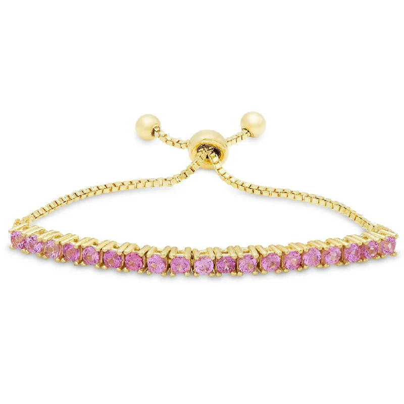 Lavish stone bracelets-Molly and Emma Gold over Silver or Sterling Silver Fuschia Cubic Zirconia Adjustable Slider Bracelet