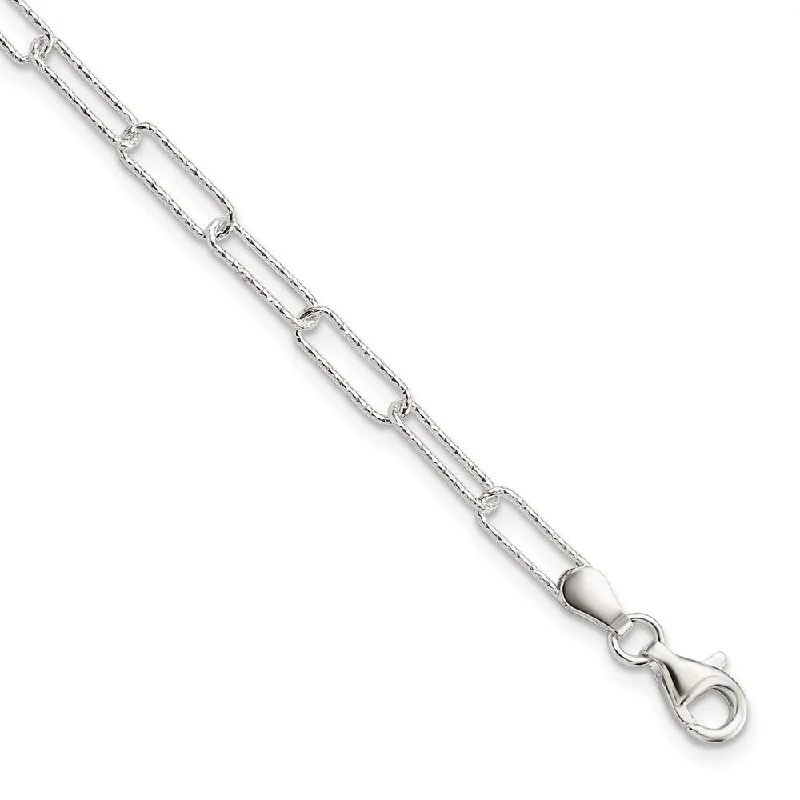 Tiny star bracelets-925 Sterling Silver Diamond Cut Fancy Open Link Bracelet, 7.25" w/0.75in Extender, 7.25" (W-3.33mm)