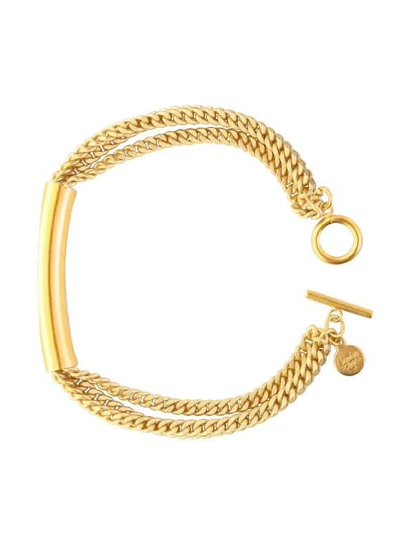 Slim rose bangles-Morgan Triple Strand Bracelet in Gold