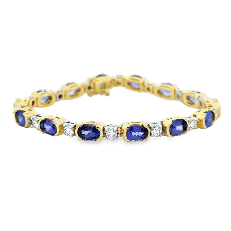 Little wing bangles-Tanzanite and Diamond Bracelet in 18k Yellow Gold 7"