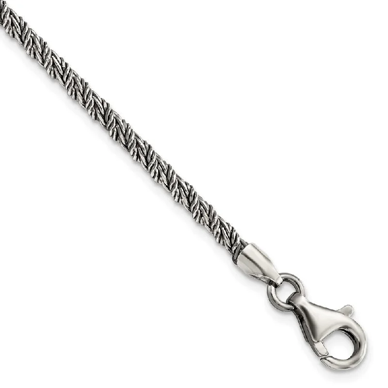 High-gloss bracelets-925 Sterling Silver Antiqued Rope Bracelet, 8" (W-3mm)