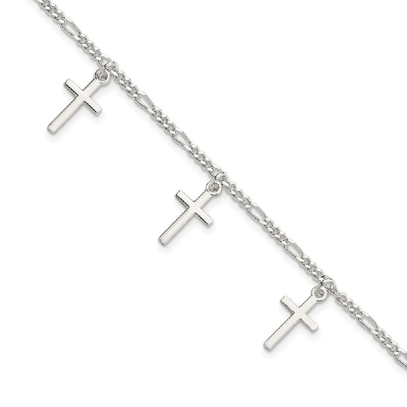 Satin weave bracelets-925 Sterling Silver Cross Bracelet, 7.5"