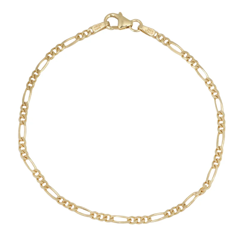 Wave shape bracelets-Thin Gold Figaro Bracelet