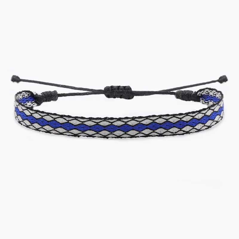 Ribbon tassel bracelets-Handmade Purnama Bracelet (Blue/White)