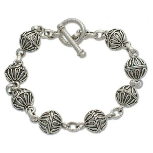 Tiny star bracelets-Handmade Sterling Silver 'Lace Baubles' Charm Bracelet (Indonesia)