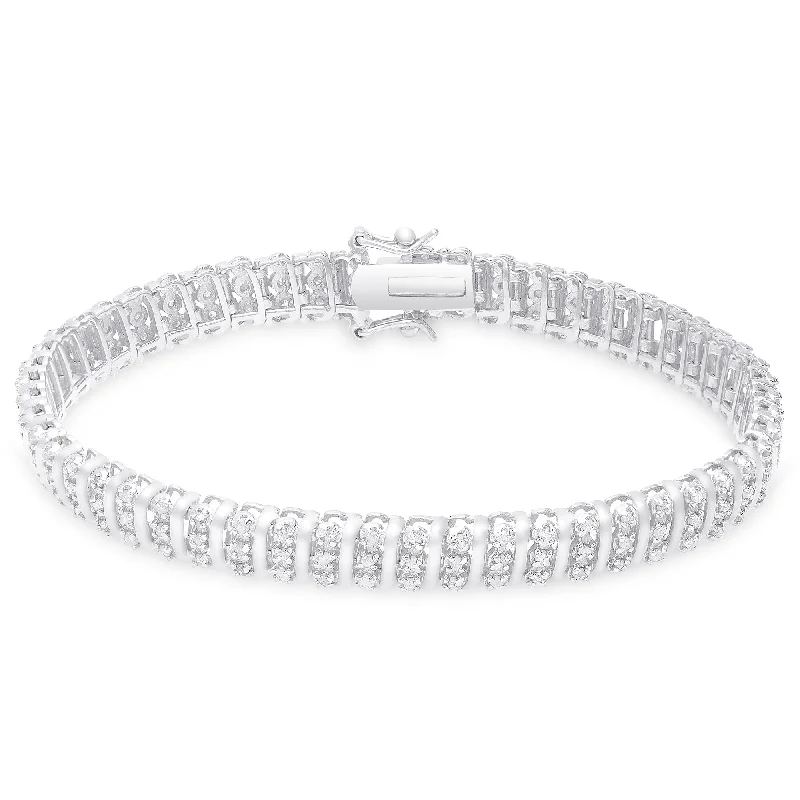 Knit cord bracelets-Finesque Gold Over Silver or Sterling Silver 1 1/2 ct TDW Diamond Bracelet