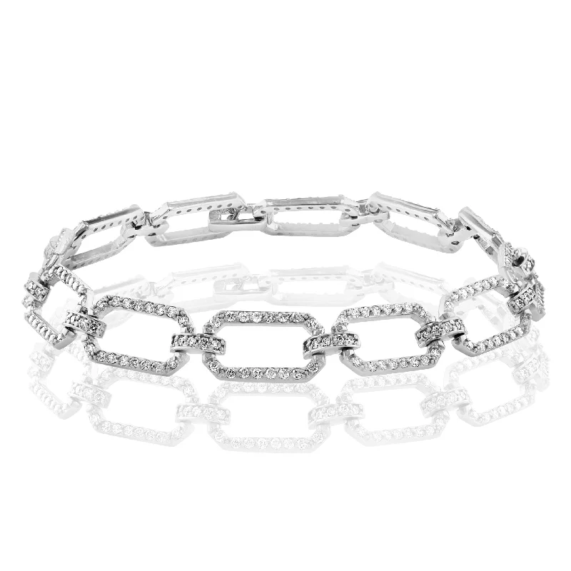 Slim rose bangles-1.84 CTW Open Diamond Link Bracelet in White Gold