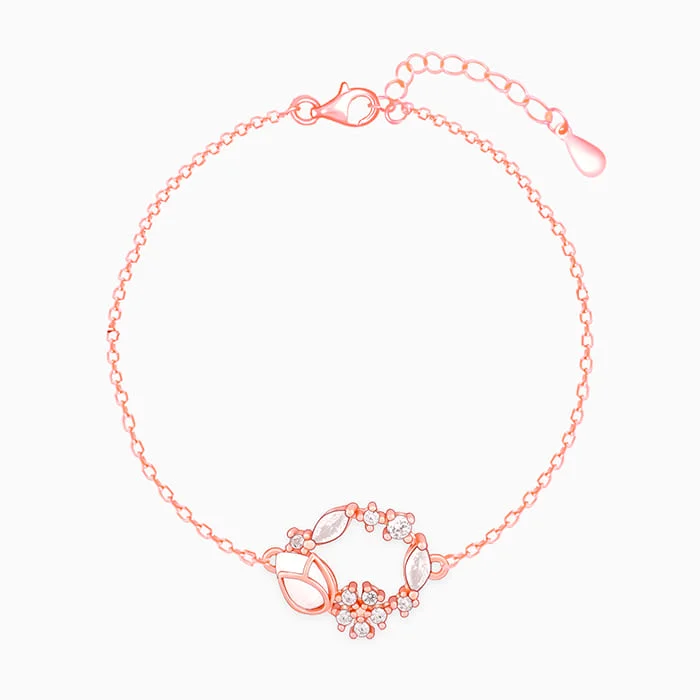 Bowed charm bangles-Rose Gold Drop Wreath Bracelet