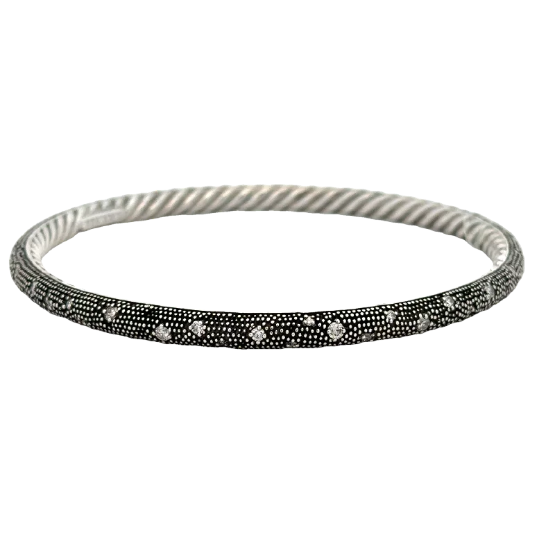 New moon bangles-David Yurman Black Rhodium Diamond Bangle Bracelet in Sterling Silver