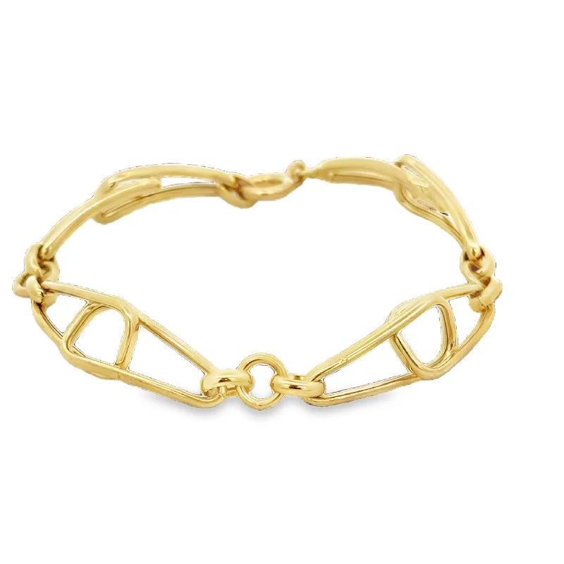 Night gothic bracelets-Open Fancy Link Bracelet in 18k Yellow Gold