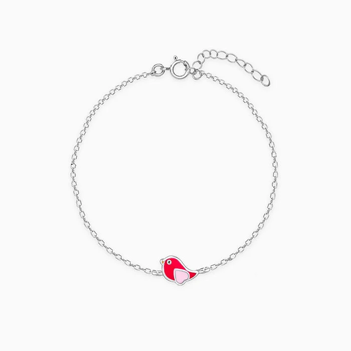 Classic lock bracelets-Silver Rosy Bird Kids Bracelet (3-5 yrs)