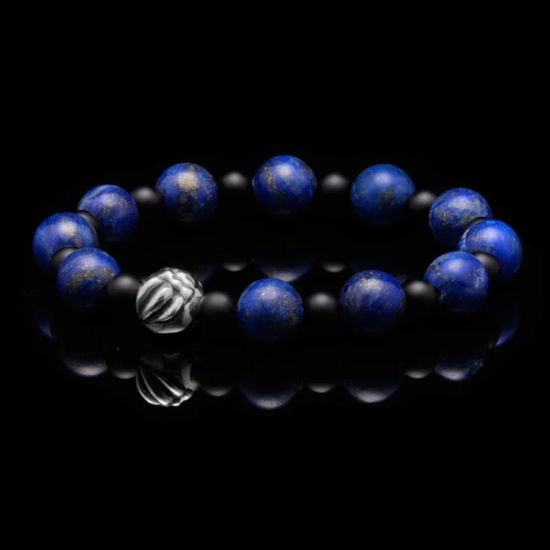 Bee motif bracelets-Dragon Claw bracelet with Lapis Lazuli, Matt Onyx