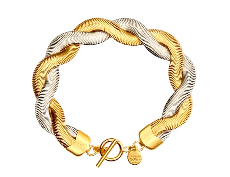 Gleaming diamond bangles-Maze Woven Bracelet in Gold and Silver