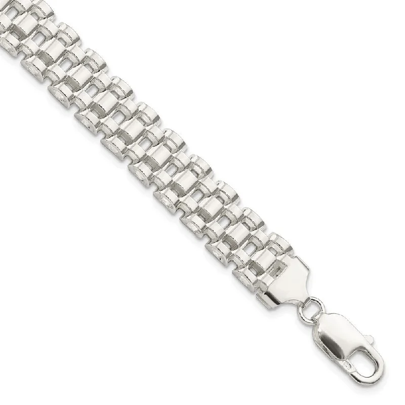 Woven thread bangles-925 Sterling Silver Fancy Link Bracelet, 7.75" (W-9.85mm)